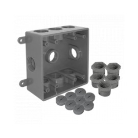 CAJA CUADRADA NO METÁLICA CON 9 ORIFICIOS ROSC 1/2&qu ...